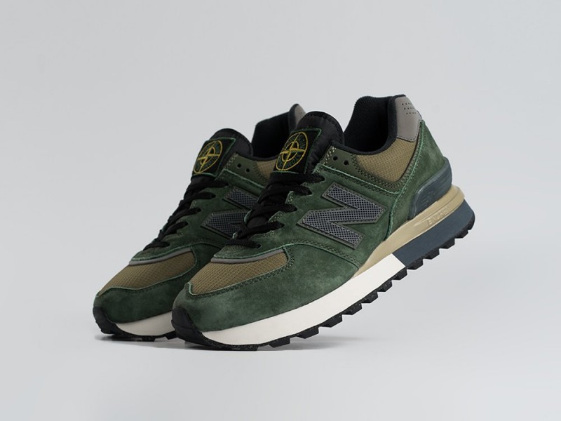 Кроссовки Stone Island x New Balance 574 - цвет Зеленый